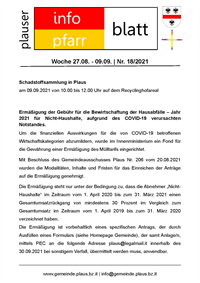 Plauser InfoPfarrBlatt Nr. 18/2021 (27/08/2021)